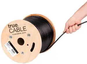 TRUE CABLE Cat6 Outdoor Bulk Ethernet Cable, Shielded F/UTP, 500ft, Black, UV Resistant, OSP Jacket, 23AWG Solid Bare Copper, 550MHz, PoE++ (4PPoE) TRUE CABLE Cat6 Outdoor Bulk Ethernet Cable, Shielded F/UTP, 500ft, Black, UV Resistant, OSP Jacket, 23AWG Solid Bare Copper, 550MHz, PoE++ (4PPoE)