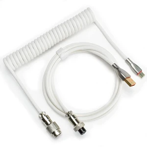 Braided Keyboard Cables 1.5m Coiled Type-C to USB A with Detachable Aviator Connector.for Gaming Keyboard/Tablet (White) Braided Keyboard Cables 1.5m Coiled Type-C to USB A with Detachable Aviator Connector.for Gaming Keyboard/Tablet (White)