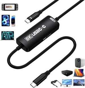 Guermok USB-C to AR Adapter, 8K@30Hz / 4K@144Hz / 1080P@240Hz, 3.93ft USB C to USBC Video Cable with PD 3.0, Switch 2/1 TV Dock, for AR Glasses, Portable Monitors & Type-C Displays (Black) Guermok USB-C to AR Adapter, 8K@30Hz / 4K@144Hz / 1080P@240Hz, 3.93ft USB C to USBC Video Cable with PD 3.0, Switch 2/1 TV Dock, for AR Glasses, Portable Monitors & Type-C Displays (Black)