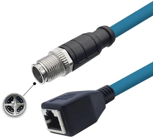6.56ft M12 8 Pin to RJ45 Industrial Ethernet Cable, M12 8 Pin X Code Male to RJ45 Female Connector Cable High Flex Cat6 Shielded Field Wireable Cable Assembly for Automation Application 2Meter 6.56ft M12 8 Pin to RJ45 Industrial Ethernet Cable, M12 8 Pin X Code Male to RJ45 Female Connector Cable High Flex Cat6 Shielded Field Wireable Cable Assembly for Automation Application 2Meter