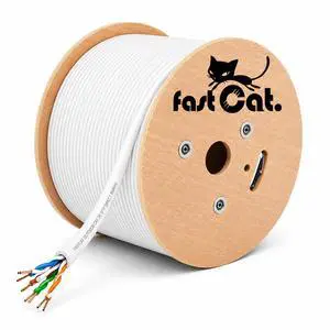 fast Cat. Cat6 Direct Burial Outdoor Ethernet Cable - 1000Ft Waterproof Cat6 Cable with 23AWG Solid Copper Conductors - CMX, UTP 550MHz Heavy Network & Gaming Ethernet Cable White fast Cat. Cat6 Direct Burial Outdoor Ethernet Cable - 1000Ft Waterproof Cat6 Cable with 23AWG Solid Copper Conductors - CMX, UTP 550MHz Heavy Network & Gaming Ethernet Cable White