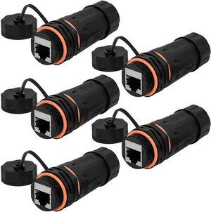 5PCS Shielded RJ45 CAT6A Waterproof Panel Mount Connector IP68 Cat5/5e/6 8P8C Ethernet LAN Cable Coupler Female to Female Outdoor Network Adapter 5PCS Shielded RJ45 CAT6A Waterproof Panel Mount Connector IP68 Cat5/5e/6 8P8C Ethernet LAN Cable Coupler Female to Female Outdoor Network Adapter