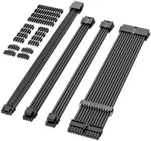 Sirlyr Black PSU Extension Cable Kit, Metallic Sheen Braided Sleeved Cables, 34cm 12VHPWR 16-Pin Pcie 5.0 GPU Extension, 24-Pin ATX & 8-Pin EPS for RTX 50/40 Series, Custom PC Build Sirlyr Black PSU Extension Cable Kit, Metallic Sheen Braided Sleeved Cables, 34cm 12VHPWR 16-Pin Pcie 5.0 GPU Extension, 24-Pin ATX & 8-Pin EPS for RTX 50/40 Series, Custom PC Build