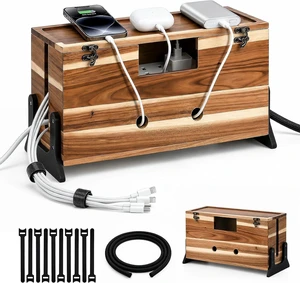 Extra Large Acacia Wood Cable Management Box, 14.2" Cord Hider Box with Safety Lock, Under Desk Power Strip Cover & TV Extension Cord Organizer with Cable Sleeve & Ties, for Floor & Home Office Extra Large Acacia Wood Cable Management Box, 14.2" Cord Hider Box with Safety Lock, Under Desk Power Strip Cover & TV Extension Cord Organizer with Cable Sleeve & Ties, for Floor & Home Office