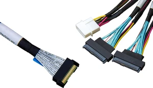 x8 to 2*. Adapter,-- 74Pin to 2*- 68Pin Cable with Power,PCIe 4.0 Mini Cooledge IO Cable 80CM x8 to 2*. Adapter,-- 74Pin to 2*- 68Pin Cable with Power,PCIe 4.0 Mini Cooledge IO Cable 80CM