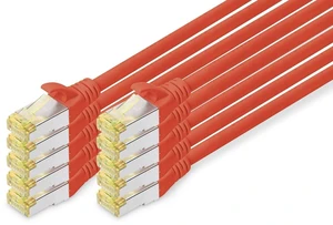 DIGITUS LAN Cable Cat 6A - 1m - 10 Pieces - RJ45 Network Cable - S/FTP Shielded - Compatible with Cat-6 & Cat-7 - Red DIGITUS LAN Cable Cat 6A - 1m - 10 Pieces - RJ45 Network Cable - S/FTP Shielded - Compatible with Cat-6 & Cat-7 - Red