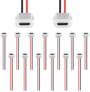 15PCS USB C Female Chassis Waterproof 2P Solder Wire USB-C Plug to 2 Pin Bare Wire Open End Connector Type USB C Pigtail Cable Extension Power Cable(White) 15PCS USB C Female Chassis Waterproof 2P Solder Wire USB-C Plug to 2 Pin Bare Wire Open End Connector Type USB C Pigtail Cable Extension Power Cable(White)