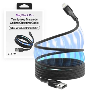 STATIK MagStack USB A to Lightning Coiling Magnetic Charging Cable, 12W STATIK MagStack USB A to Lightning Coiling Magnetic Charging Cable, 12W