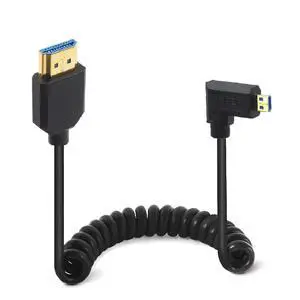4ft HDMI 8K Coiled Cable, 90 Degree Right Angle Micro HDMI 8K Male to HDMI 8K Male Adapter Shield Cable, Micro HDMI 2.1 to HDMI 2.1 Version Spiral Spring Cord, 8K@60HZ 4ft HDMI 8K Coiled Cable, 90 Degree Right Angle Micro HDMI 8K Male to HDMI 8K Male Adapter Shield Cable, Micro HDMI 2.1 to HDMI 2.1 Version Spiral Spring Cord, 8K@60HZ