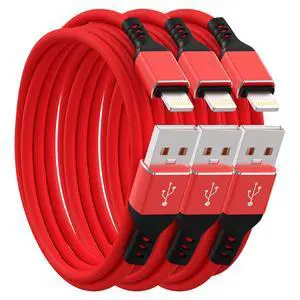 Ironten iPhone Charger Cable, Apple MFi Certified 3 Pack 6 FT Red Long Lightning Fast Charging High Speed Data Sync USB Cable Compatible iPhone 14 13 12 11 Pro Max Plus XS MAX XR XS X 8 7 Plus Ironten iPhone Charger Cable, Apple MFi Certified 3 Pack 6 FT Red Long Lightning Fast Charging High Speed Data Sync USB Cable Compatible iPhone 14 13 12 11 Pro Max Plus XS MAX XR XS X 8 7 Plus