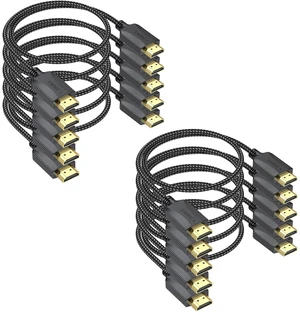 HDMI Cables 1 Ft 10-Pack, Short HDMI Cable Pack Braided- High Speed Shielded HDMI 2.0 Cable Male to Male Flexible with Ethernet, 4K HDR 3D ARC & CL3 Rated for KVM, Docking Station,Computer,TV,Game HDMI Cables 1 Ft 10-Pack, Short HDMI Cable Pack Braided- High Speed Shielded HDMI 2.0 Cable Male to Male Flexible with Ethernet, 4K HDR 3D ARC & CL3 Rated for KVM, Docking Station,Computer,TV,Game