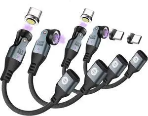 EndleesShine Magnetic USB Adapter Type C to C with 10cm Short Cable 9PIN PD 240W Fast Charging USB-C 540° Rotation Swivel Connector 480MBPS (4 Cable 4Tips Set) EndleesShine Magnetic USB Adapter Type C to C with 10cm Short Cable 9PIN PD 240W Fast Charging USB-C 540° Rotation Swivel Connector 480MBPS (4 Cable 4Tips Set)