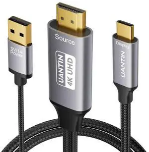 UANTIN 4K HDMI to USB C Cable Adapter with USB Power (Not Charging for Device) Uni-Directional HDMl Source to Type-C Screen Cord for XR/AR Glasses,PS5,Portable Monitors UANTIN 4K HDMI to USB C Cable Adapter with USB Power (Not Charging for Device) Uni-Directional HDMl Source to Type-C Screen Cord for XR/AR Glasses,PS5,Portable Monitors