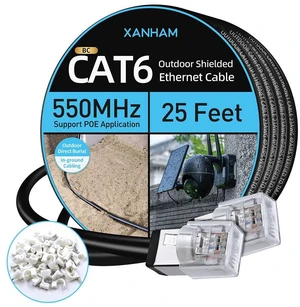 Cat6 Shielded Outdoor Ethernet Cable 25 Feet Waterproof and UV Resistant Direct Burial Jacket 23AWG Solid Copper Cat 6 FTP Network Cable, for POE and Internet Cabling Application Cat6 Shielded Outdoor Ethernet Cable 25 Feet Waterproof and UV Resistant Direct Burial Jacket 23AWG Solid Copper Cat 6 FTP Network Cable, for POE and Internet Cabling Application