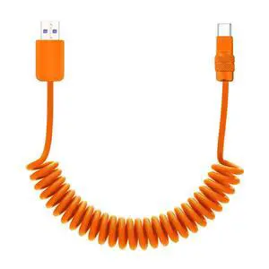 chubbycable Curly Chubby 120W Coiled USB C Fast Charging Cable Durable Braided Retractable Charger Cord for Car Compatible with iPhone 17-15 Series iPad, Orange+Orange, USB-A to Type-C, 6FT chubbycable Curly Chubby 120W Coiled USB C Fast Charging Cable Durable Braided Retractable Charger Cord for Car Compatible with iPhone 17-15 Series iPad, Orange+Orange, USB-A to Type-C, 6FT