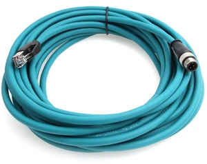 M12 D Code 4 Pin Male to RJ45 Plug High Flex Cat5e Industrial Ethernet PVC Cable for Automation Application (8M, Blue) M12 D Code 4 Pin Male to RJ45 Plug High Flex Cat5e Industrial Ethernet PVC Cable for Automation Application (8M, Blue)
