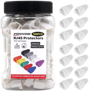 Ethernet RJ45 Cable Connector Soft Plastic Boots, Cover Strain Relief Boots, CAT5 CAT5E CAT6 CAT6E Ethernet Boots White 100-PACK Ethernet RJ45 Cable Connector Soft Plastic Boots, Cover Strain Relief Boots, CAT5 CAT5E CAT6 CAT6E Ethernet Boots White 100-PACK
