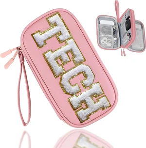 COSHAYSOO Personalized Electronics Travel Organizer Cable Management Case Phone Charger Charging Cords Tech Accessories Pouch, Unique Trip Gifts for Women Traveler College Teen Girls Vacation Pink COSHAYSOO Personalized Electronics Travel Organizer Cable Management Case Phone Charger Charging Cords Tech Accessories Pouch, Unique Trip Gifts for Women Traveler College Teen Girls Vacation Pink