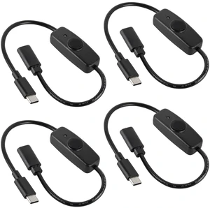 ACEIRMC 4pcs Upgraded 28cm(11 inch) USB C Male to Female On/Off Switch Cable Short USB Extension Cable with On Off Switch for Raspberry Pi 4 ACEIRMC 4pcs Upgraded 28cm(11 inch) USB C Male to Female On/Off Switch Cable Short USB Extension Cable with On Off Switch for Raspberry Pi 4