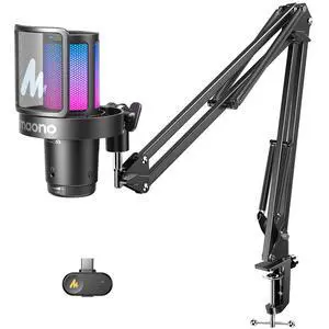 MAONO DGM20W Wireless Gaming Microphone for PC & Smartphones | USB-C Receiver, Clear Voice, Noise Reduction, Software Control, Custom RGB, Mute, Boom Mic Set for Discord Streaming & Gaming MAONO DGM20W Wireless Gaming Microphone for PC & Smartphones | USB-C Receiver, Clear Voice, Noise Reduction, Software Control, Custom RGB, Mute, Boom Mic Set for Discord Streaming & Gaming