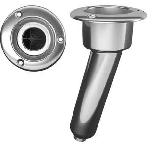 Stainless Steel 15° Rod & Cup Holder - Drain - Round Top Stainless Steel 15° Rod & Cup Holder - Drain - Round Top