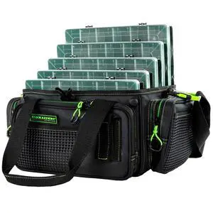 Drift Series Topless Horizontal Tackle Bag Outdoor Rucksack w/ 5 Fishing Tackle Trays, Padded Handle and Shoulder Strap, Plier Holster, Tackle Carrying Case Drift Series Topless Horizontal Tackle Bag Outdoor Rucksack w/ 5 Fishing Tackle Trays, Padded Handle and Shoulder Strap, Plier Holster, Tackle Carrying Case