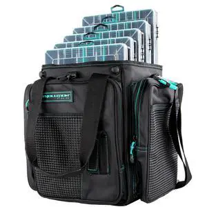 Drift Series Topless Vertical Tackle Bag Outdoor Rucksack w/ 5 Fishing Tackle Trays, Padded Handle and Shoulder Strap, Plier Holster, Tackle Carrying Case Drift Series Topless Vertical Tackle Bag Outdoor Rucksack w/ 5 Fishing Tackle Trays, Padded Handle and Shoulder Strap, Plier Holster, Tackle Carrying Case