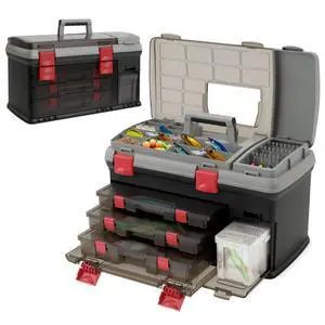 5 Layers Tackle Box, Fishing Tackle Box Organizer with Top Storage, 3 Removable Utility Boxes & Adjustable Dividers, Tackle Storage Box Portable Tool Box for Fishing 5 Layers Tackle Box, Fishing Tackle Box Organizer with Top Storage, 3 Removable Utility Boxes & Adjustable Dividers, Tackle Storage Box Portable Tool Box for Fishing