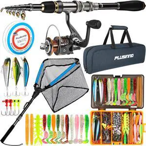 Fishing Gear - Telescopic Fishing Rod and Reel Combo with Tackle Box, Collapsible Rod and Lures Box, Travel Fish Pole Starter Kit, Fishing Accessories Tackle Lure Kit Gifts for Men Bass Trout Fishing Gear - Telescopic Fishing Rod and Reel Combo with Tackle Box, Collapsible Rod and Lures Box, Travel Fish Pole Starter Kit, Fishing Accessories Tackle Lure Kit Gifts for Men Bass Trout