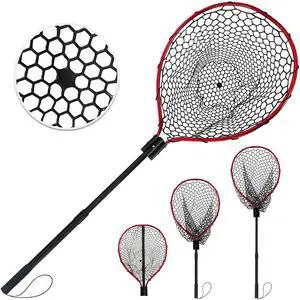 All Metal Telescoping Rubber Fishing Net with Handle Length: 59" Depth:19.7" Hoop: 26"x18" Large Silicone Fish Landing Net Pier/Kayak/Fishpond/Saltwater/Salmon Extendable Fishing Gear All Metal Telescoping Rubber Fishing Net with Handle Length: 59" Depth:19.7" Hoop: 26"x18" Large Silicone Fish Landing Net Pier/Kayak/Fishpond/Saltwater/Salmon Extendable Fishing Gear