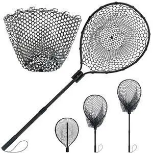 All Metal Telescoping Rubber Fishing Net with Handle Length: 59" Depth:19.7" Hoop: 26"x18" Large Silicone Fish Landing Net Pier/Kayak/Fishpond/Saltwater/Salmon Extendable Fishing Gear All Metal Telescoping Rubber Fishing Net with Handle Length: 59" Depth:19.7" Hoop: 26"x18" Large Silicone Fish Landing Net Pier/Kayak/Fishpond/Saltwater/Salmon Extendable Fishing Gear