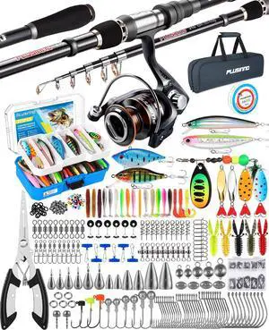 Fishing Gear - Telescopic Fishing Rod and Reel Combo with Tackle Box, Collapsible Rod and Lures Box, Travel Fish Pole Starter Kit, Fishing Accessories Tackle Lure Kit Gifts for Men Bass Trout Fishing Gear - Telescopic Fishing Rod and Reel Combo with Tackle Box, Collapsible Rod and Lures Box, Travel Fish Pole Starter Kit, Fishing Accessories Tackle Lure Kit Gifts for Men Bass Trout