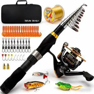Collapsible Fishing Rod and Reel Combo, Telescopic Fishing Rod with Spinning Reel, Portable Collapsible Fishing Pole Kit for Saltwater and Freshwater Ideal Fishing Gift Collapsible Fishing Rod and Reel Combo, Telescopic Fishing Rod with Spinning Reel, Portable Collapsible Fishing Pole Kit for Saltwater and Freshwater Ideal Fishing Gift