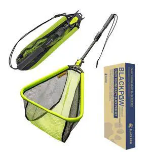 Floating Fishing Net Foldable Telescopic Fish Landing Net with Built in Length Scale Rubber Coated for Kayak, Fly, Trout Floating Fishing Net Foldable Telescopic Fish Landing Net with Built in Length Scale Rubber Coated for Kayak, Fly, Trout