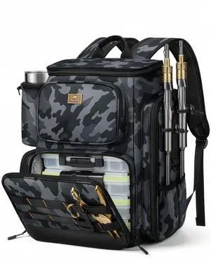 Pro Fishing Backpack with 4 Tackle Boxes, 3600 Tackle Box Backpack | Fishing Bag with Rod Holder, Tackle Backpack with Large Side Gear Storage & Insulated Cooler Compartment, Fishing Gifts Pro Fishing Backpack with 4 Tackle Boxes, 3600 Tackle Box Backpack | Fishing Bag with Rod Holder, Tackle Backpack with Large Side Gear Storage & Insulated Cooler Compartment, Fishing Gifts