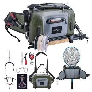 Waterproof Fishing Waist Pack,IPX8 840D TPU Large Tackle Bag with Rod Holder,Airtight Zipper Closure,Fly Fishing Bag with Adjustable Waist Strap,Sling Fanny Pack with Lanyard,Forceps,Nipper Waterproof Fishing Waist Pack,IPX8 840D TPU Large Tackle Bag with Rod Holder,Airtight Zipper Closure,Fly Fishing Bag with Adjustable Waist Strap,Sling Fanny Pack with Lanyard,Forceps,Nipper