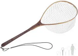 Fly Fishing Net Landing Net Wooden Net Soft Rubber Mesh Trout Net Freshwater Saltwater Fishing Net with Safety Cord Net Gifts for Father Men Fly Fishing Net Landing Net Wooden Net Soft Rubber Mesh Trout Net Freshwater Saltwater Fishing Net with Safety Cord Net Gifts for Father Men