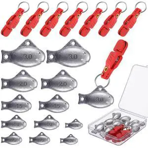 19/21/42 Piece Snap Weight Kit Trolling System Include Trolling Weights Red Clips Bullet/Fish Shape Fishing Weights for Walleye Saltwater Freshwater Fishing 19/21/42 Piece Snap Weight Kit Trolling System Include Trolling Weights Red Clips Bullet/Fish Shape Fishing Weights for Walleye Saltwater Freshwater Fishing