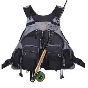 Fly Fishing Vest Pack Adjustable for Men and Women (Black) | Breathable Mesh, Multiple pockets, Adjustable Size, Lightweight, Backpack for Outdoor Trout Bass Fishing Fly Fishing Vest Pack Adjustable for Men and Women (Black) | Breathable Mesh, Multiple pockets, Adjustable Size, Lightweight, Backpack for Outdoor Trout Bass Fishing