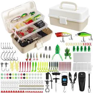 Layers Fishing Tackle Box, 213Pcs Fishing Lures Kit with Small Fishing Tool Kit Containing Weights Scale, Lip Clip, Hook Remover, Fishing Accessories, Fishing Gear for Beginners, Kids, Men, Adults Layers Fishing Tackle Box, 213Pcs Fishing Lures Kit with Small Fishing Tool Kit Containing Weights Scale, Lip Clip, Hook Remover, Fishing Accessories, Fishing Gear for Beginners, Kids, Men, Adults