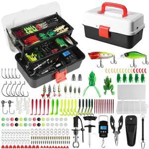 3 Layers Fishing Tackle Box, 213Pcs Fishing Lures Kit with Small Fishing Tool Kit Containing Weights Scale, Lip Clip, Hook Remover, Fishing Accessories, Fishing Gear for Beginners Kids, Men, Adults 3 Layers Fishing Tackle Box, 213Pcs Fishing Lures Kit with Small Fishing Tool Kit Containing Weights Scale, Lip Clip, Hook Remover, Fishing Accessories, Fishing Gear for Beginners Kids, Men, Adults