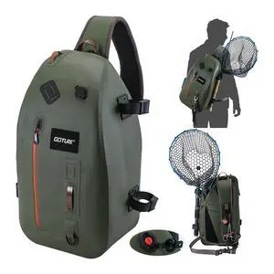 Waterproof Fly Fishing Sling Pack, IPX8 840D TPU Fishing Sling Bag, 13L Tackle Backpack with Rod Holder,Airtight Zipper,Exhaust Valve,Adjustable Strap for Kayaking,Wadering,Hiking Waterproof Fly Fishing Sling Pack, IPX8 840D TPU Fishing Sling Bag, 13L Tackle Backpack with Rod Holder,Airtight Zipper,Exhaust Valve,Adjustable Strap for Kayaking,Wadering,Hiking