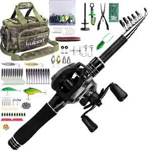 Fishing Kit with DC Digital Control Baitcasting Reel, Carbon Fiber Rod, Tackle Box and Fish Handling Tools | Portable Backpack Combo for Freshwater- Right Fishing Kit with DC Digital Control Baitcasting Reel, Carbon Fiber Rod, Tackle Box and Fish Handling Tools | Portable Backpack Combo for Freshwater- Right