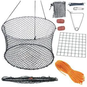 Crab Ring Trap Two Ring Crab Kit with Harness and Bait Clip Fishing Crabbing Net for Board Kayak Dock and Pier Net Crab Ring Trap Two Ring Crab Kit with Harness and Bait Clip Fishing Crabbing Net for Board Kayak Dock and Pier Net