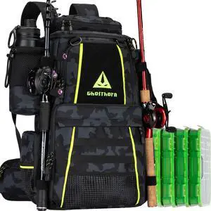 Fishing Tackle Backpack with 4 3600 Tackle Boxes Rod Holder Outdoor 43L Large Bag with Detachable Wasit Bag Storage Gear and Equipment Waterproof Fishing Tackle Backpack with 4 3600 Tackle Boxes Rod Holder Outdoor 43L Large Bag with Detachable Wasit Bag Storage Gear and Equipment Waterproof