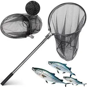Heavy Duty Extra Large Aluminum Landing Net - Telescoping Handle (67-100in), 20in Net Opening for Saltwater Fishing Heavy Duty Extra Large Aluminum Landing Net - Telescoping Handle (67-100in), 20in Net Opening for Saltwater Fishing