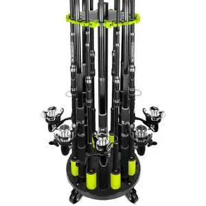 Fishing Rod Holder for Garage, Fishing Pole Holders Rod Rack, Holds up to 20 Rods with Rolling Wheels, Fishing Gear Equipment Storage Organizer Fishing Rod Holder for Garage, Fishing Pole Holders Rod Rack, Holds up to 20 Rods with Rolling Wheels, Fishing Gear Equipment Storage Organizer