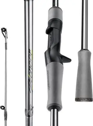 Pioneer Fishing Rod 2-Piece Baitcaster Rod & Spinning Rod | Ideal for Bass Trout Walleye Freshwater All-Purpose Rod. 24T Carbon Fiber EVA Handle Titanium Oxide Guide Rings Pioneer Fishing Rod 2-Piece Baitcaster Rod & Spinning Rod | Ideal for Bass Trout Walleye Freshwater All-Purpose Rod. 24T Carbon Fiber EVA Handle Titanium Oxide Guide Rings