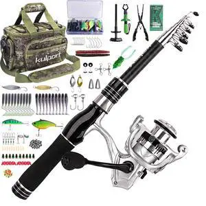 Fishing Backpack Combo | Fishing Rod and Reel Kit with Tackle Box, Lures, Pliers, Fish Gripper, Hook Remover | Beginner Fishing Gear Set Fishing Backpack Combo | Fishing Rod and Reel Kit with Tackle Box, Lures, Pliers, Fish Gripper, Hook Remover | Beginner Fishing Gear Set