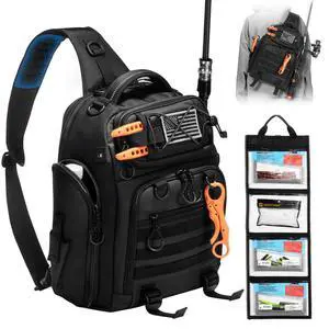 18L Fishing Sling Bag with Removable Lure Wraps and Rod & Beverage Holder, Tackle Bag for Fishing Gear 18L Fishing Sling Bag with Removable Lure Wraps and Rod & Beverage Holder, Tackle Bag for Fishing Gear